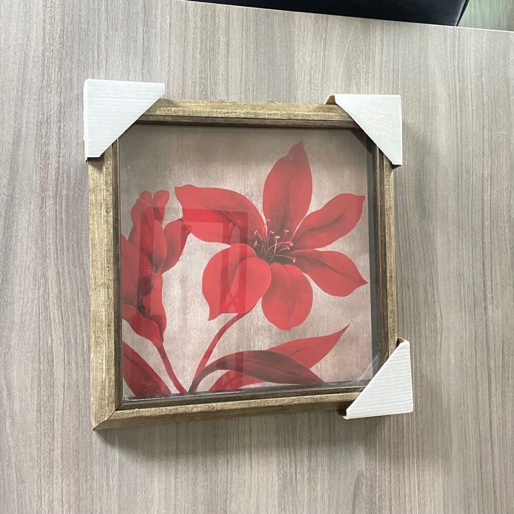 Target Crimson Red Floral Square Framed Wall Art Print